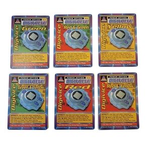 (6) 1999 DIGIMON Digivice Digivolve Trading Card Lot Vintage Bandai